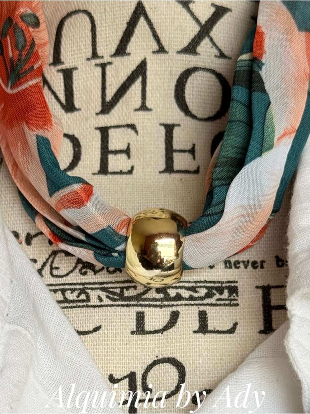 Summer scarf gold necklace + FLORAL